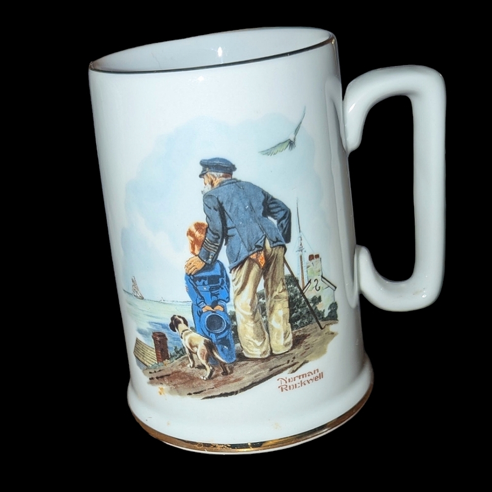 1985 Norman Rockwell "Looking Out to the Sea" Ceramic Vintage Collectors Mug